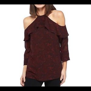 Michael Kors Cold Shoulder Sheer Blouse